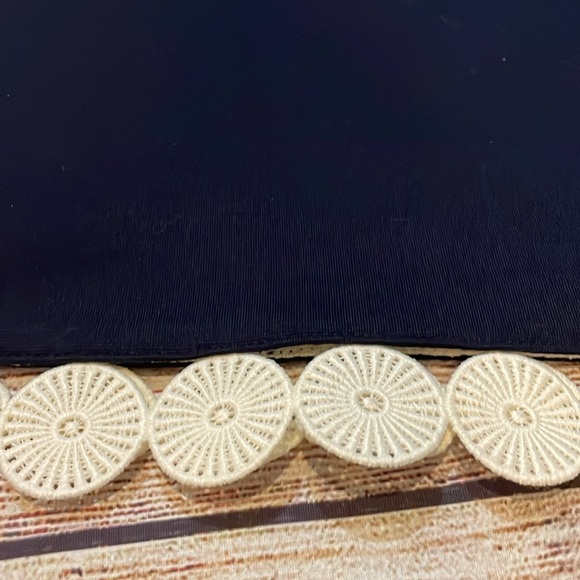 Talbots Navy Blue Scallop Eyelet Trim Dress Size 8P Career Office Classic - Picture 8 of 12